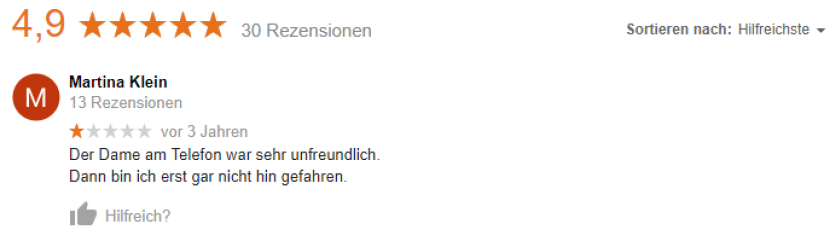 Schlechte Google-Bewertung